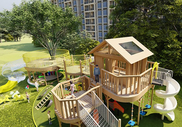幼儿园儿童定制木屋滑梯