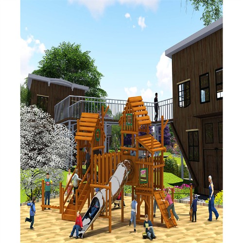木质组合攀爬滑梯