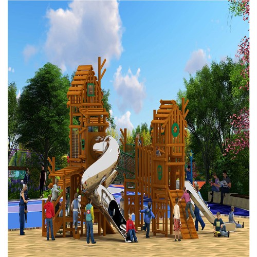 木质组合攀爬滑梯